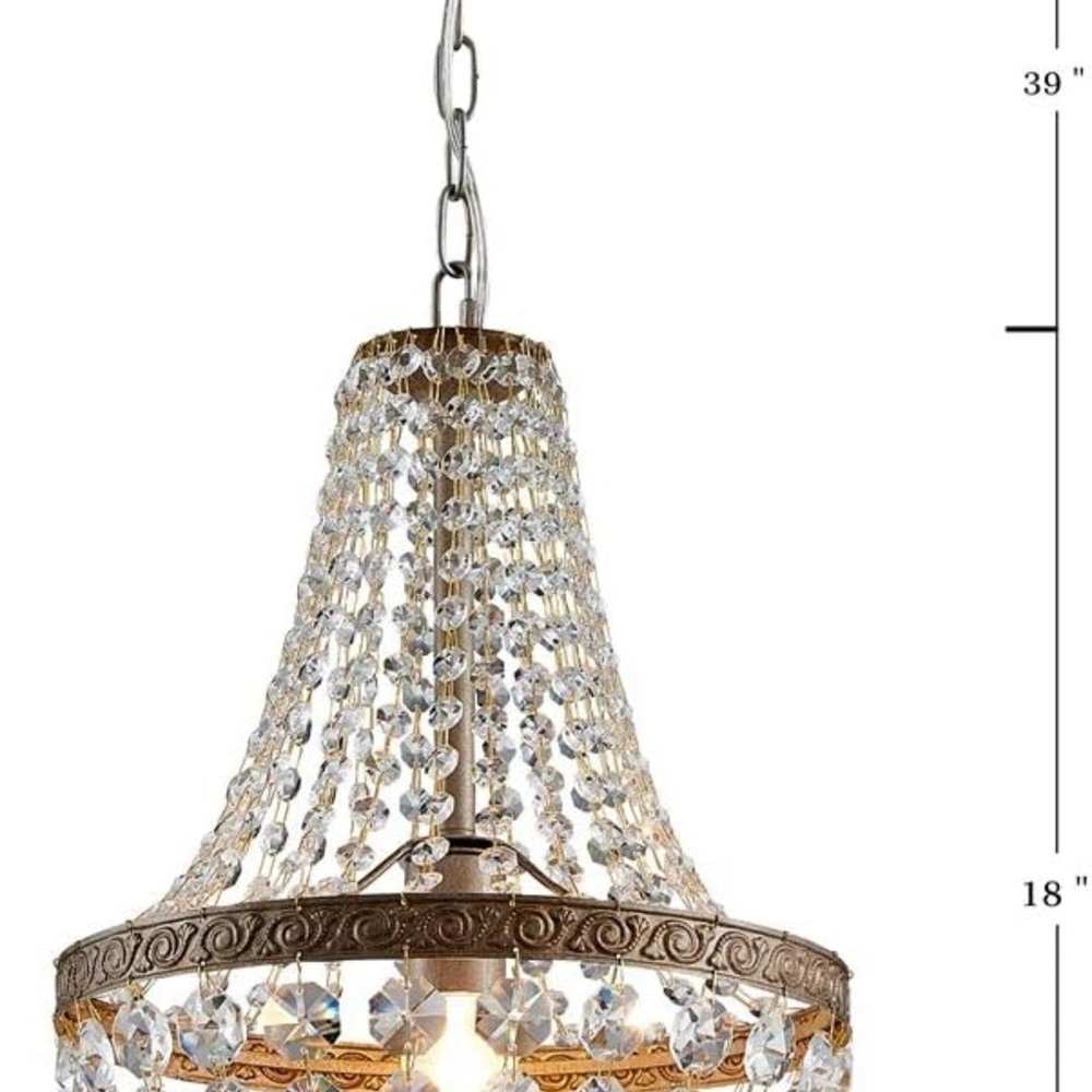 Bestier French Empire Antique Silver Finish Farmhouse Crystal Pendant Chandelier